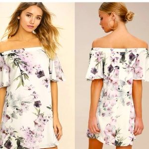 Lulu’s off-white floral print off shoulder dress